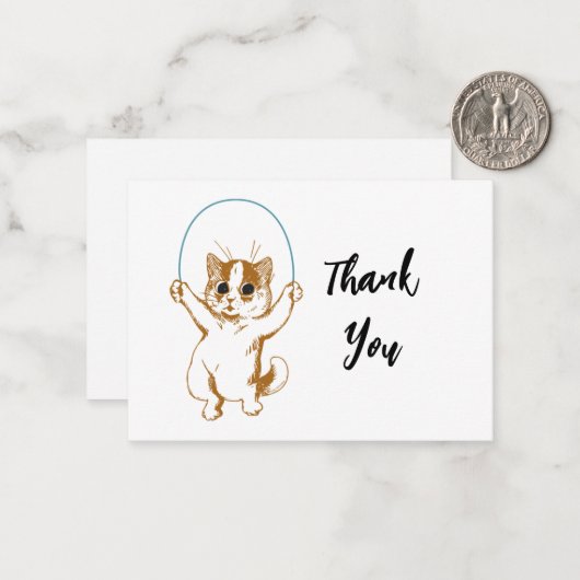 猫跳び縄感謝 ノートカード (正面/裏面インサイチュ)