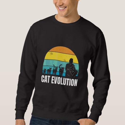 猫進化カッコいいレトロおもしろい風変わり奇想芸術 スウェットシャツ (正面)