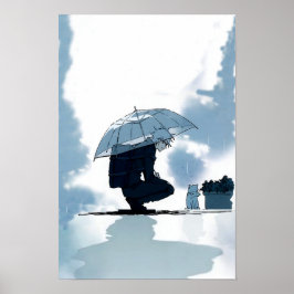 猫遊と一緒に雨の日ポスター ポスター