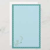 猫遊と月とスターティール(緑がかった色) 便箋 (正面/裏面)