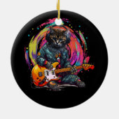 猫遊のエレクトリックギターロック重金属音楽 セラミックオーナメント (裏面)