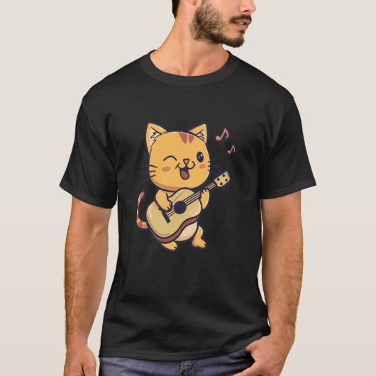 猫遊のギターかわいい男の子 Tシャツ (正面)