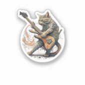 猫遊のギターロックキャットヘビーメタルキャットムス シール (正面)