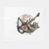 猫遊のギターロックキャットヘビーメタルキャットムス フリースブランケット (正面(横))