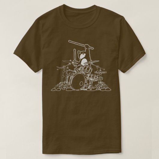 猫遊のドラム音楽好き猫太鼓 Tシャツ (デザイン正面)