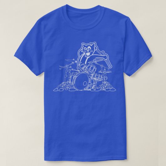 猫遊の太鼓キャットミュージシャン音楽愛好家キャットドラム Tシャツ (デザイン正面)