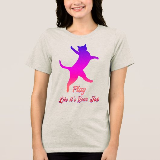 猫遊の深いピンク遊が仕事のように トライブレンドTシャツ (正面)