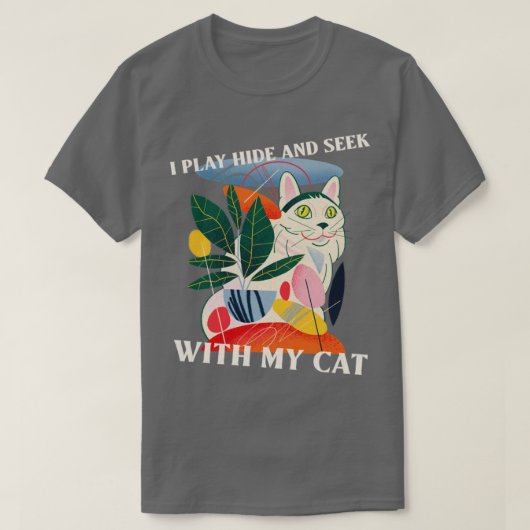 猫遊の猫好きに隠れて探す Tシャツ (デザイン正面)