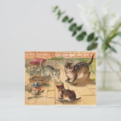 猫遊の3匹のおもちゃヴィンテージ1900年のはがき ポストカード (スタンド正面)