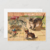 猫遊の3匹のおもちゃヴィンテージ1900年のはがき ポストカード (正面/裏面)