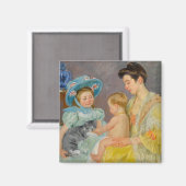 猫遊を飼っている子ども |メアリー・カッサット マグネット (正面/裏面)