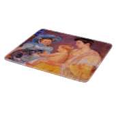 猫遊を飼っている子ども(by Mary Cassatt) カッティングボード (角)