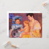 猫遊を飼っている子ども(by Mary Cassatt) カード (正面/裏面インサイチュ)