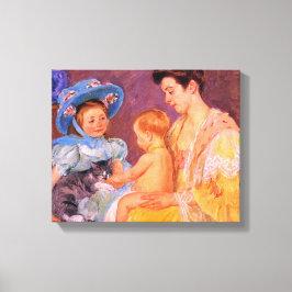 猫遊を飼っている子ども(by Mary Cassatt) キャンバスプリント