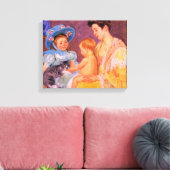 猫遊を飼っている子ども(by Mary Cassatt) キャンバスプリント (インサイチュ (リビング))