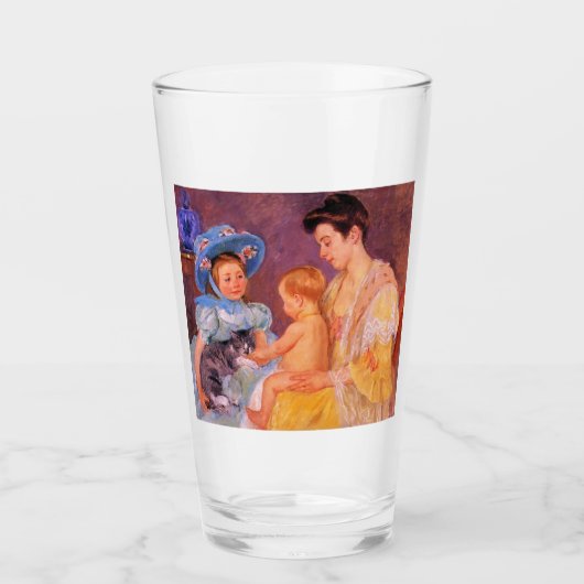 猫遊を飼っている子ども(by Mary Cassatt) タンブラーグラス (正面)