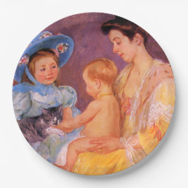 猫遊を飼っている子ども(by Mary Cassatt) ペーパープレート
