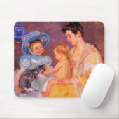 猫遊を飼っている子ども(by Mary Cassatt) マウスパッド (マウス)