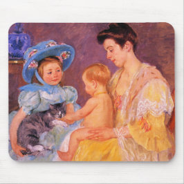 猫遊を飼っている子ども(by Mary Cassatt) マウスパッド