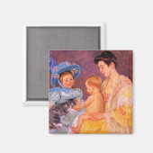 猫遊を飼っている子ども(by Mary Cassatt) マグネット (正面/裏面)