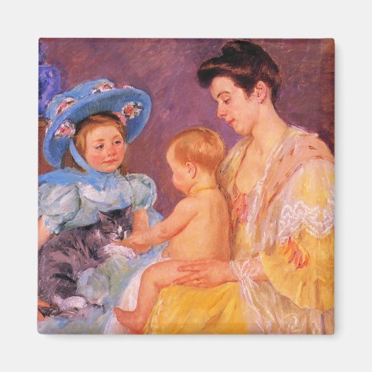 猫遊を飼っている子ども(by Mary Cassatt) マグネット (正面)
