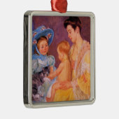 猫遊を飼っている子ども(by Mary Cassatt) メタルオーナメント (右)