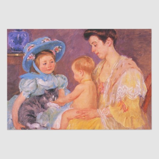 猫遊を飼っている子ども(by Mary Cassatt) 薄葉紙 (正面)