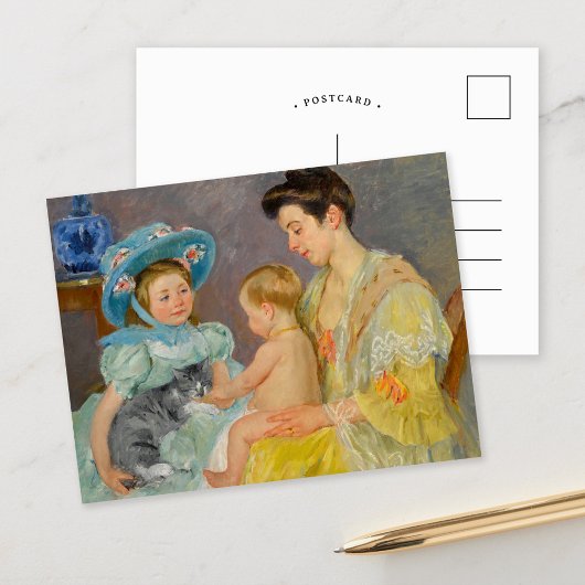 猫遊を飼っている子ども | Mary Cassatt Postcar ポストカード