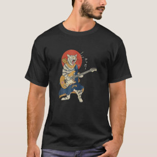 猫遊ギター浮世絵侍日本の士族 Tシャツ