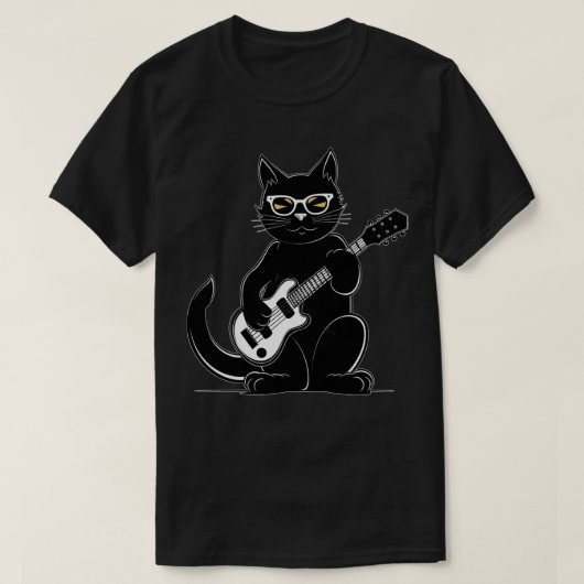 猫遊ギター1 Tシャツ (デザイン正面)