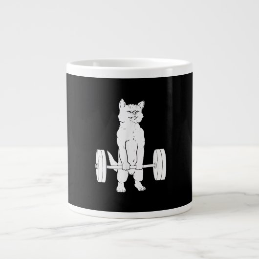 猫重量挙げとジム ジャンボコーヒーマグカップ (正面)