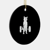 猫重量挙げとジム セラミックオーナメント (右)