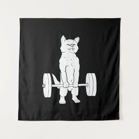 猫重量挙げとジム タペストリー (正面)
