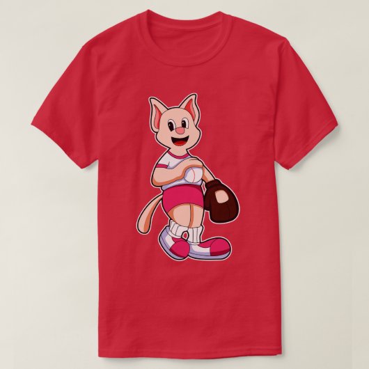 猫野球グローブ Tシャツ (デザイン正面)
