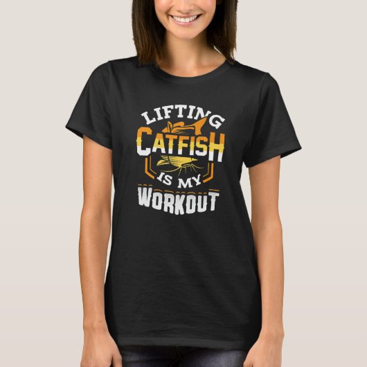 猫釣りが私のワークアウト ナマズ釣り愛好家 猫 Tシャツ (正面)