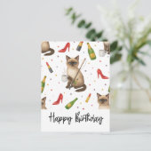 猫釣り好きがコーヒーを飲む誕生日 ポストカード (スタンド正面)