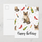 猫釣り好きがコーヒーを飲む誕生日 ポストカード (正面/裏面)