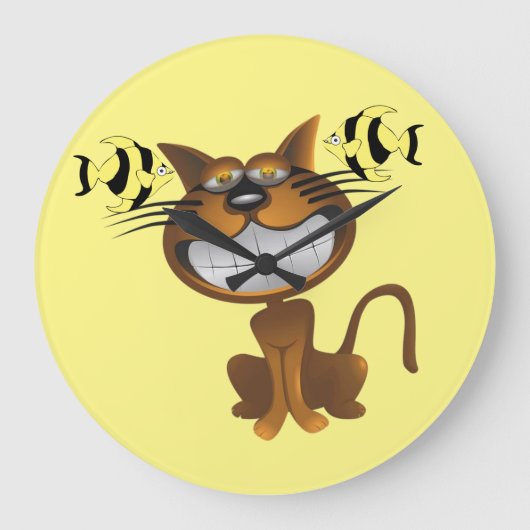 猫釣り時計 ラージ壁時計 (正面)