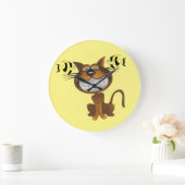 猫釣り時計 ラージ壁時計 (ホーム)