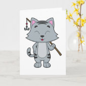 猫釣り フィッシャー フィニッシングロッド カード (黄色い花)