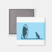 猫鏡ライオン反射自信モチベーション マグネット (正面/裏面)