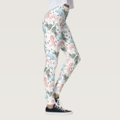 猫間抜けと糸の水彩イラストレーション模様 レギンス (右)