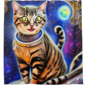 猫間抜けを宇宙にミーム シャワーカーテン (正面)