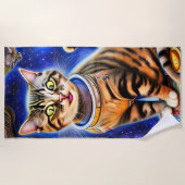 猫間抜けを宇宙にミーム ビーチタオル (正面)