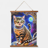 猫間抜けを宇宙にミーム 吊り下げ型タペストリー (正面)