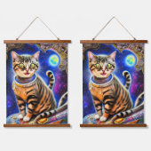 猫間抜けを宇宙にミーム 吊り下げ型タペストリー (ダブル)