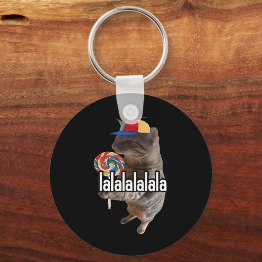 猫間抜け棒つきキャンデーミーム キーホルダー (正面)
