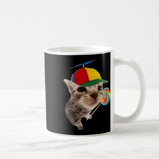 猫間抜け棒つきキャンデーミーム コーヒーマグカップ (右)