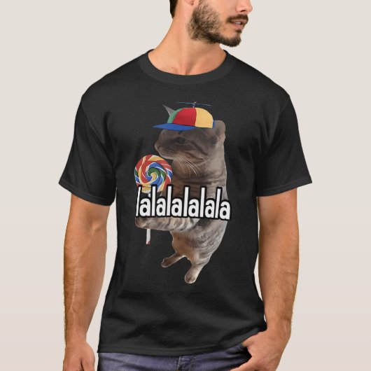 猫間抜け棒つきキャンデーミーム Tシャツ (正面)