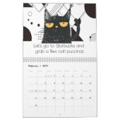 猫間抜け白黒カレンダー カレンダー (2月 2027)